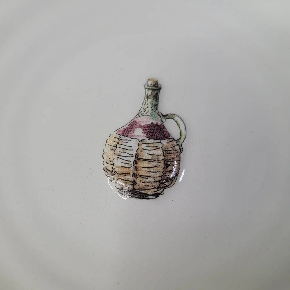 Williams Sonoma Wine Bottle Cocktail Plates Vintage w/ Napkins & Knife Set NEW